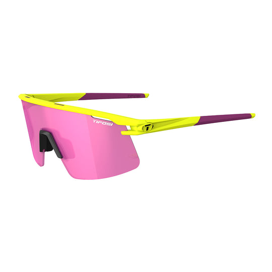 Tifosi Moab Lite Sunglasses Speed Yellow with Clarion Sunset Pink AC Red and Clear Lens
