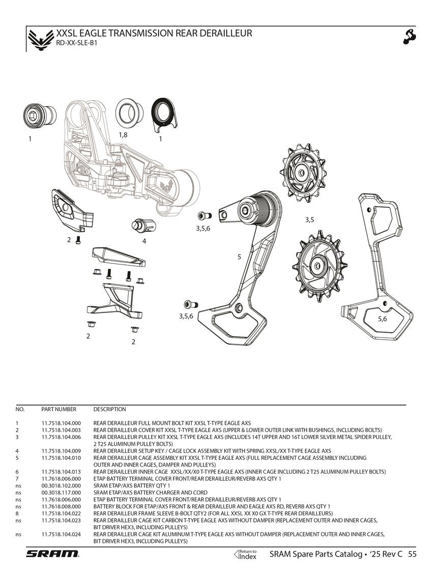 SRAM XXSL EAGLE TRANSMISSION RD PARTS