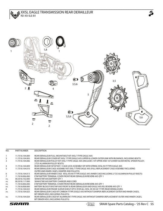 SRAM XXSL EAGLE TRANSMISSION RD PARTS