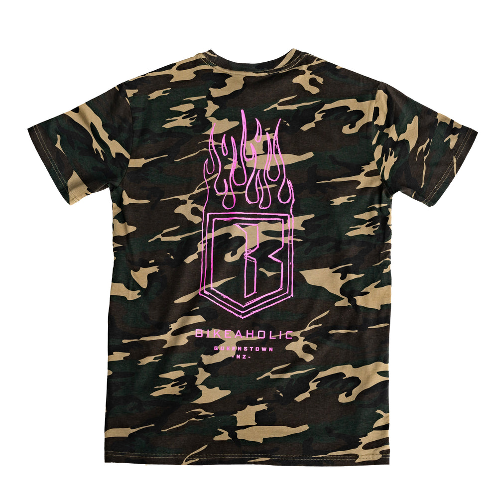Bikeaholic Camo Flamin Tee Limited Edition