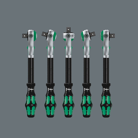 The ratchet head pivots freely and can be locked into any defined position by using the slide switch that is positioned on either side. It is even possible to work in very confined and difficult-to-access areas with enhanced hand clearance. The prede